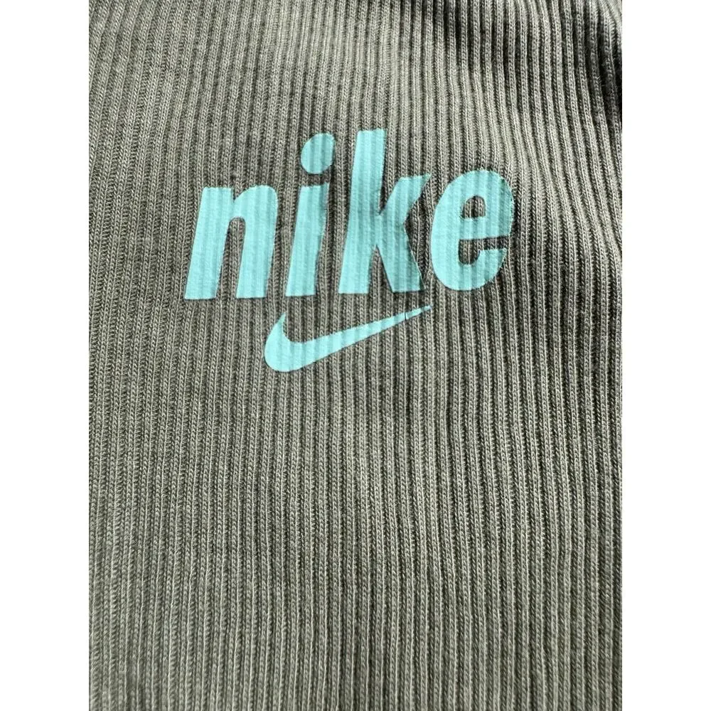 Nike Baby 9M Green Ribbed Footed Sleeper One Piece Zip Swoosh Logo